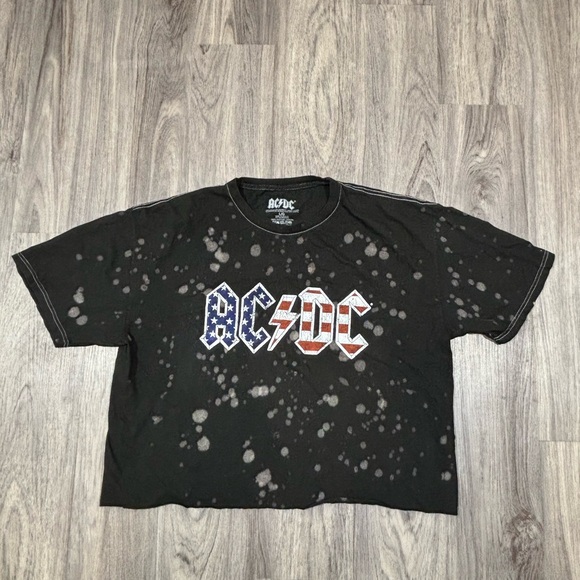 AC/DC | Tops | Acdc 98 Us Tour Ladies Medium Black Paint Splatter Short ...